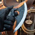 Carbon Steel Alaska Ulu Axe Knife with Pakka Wood Handle