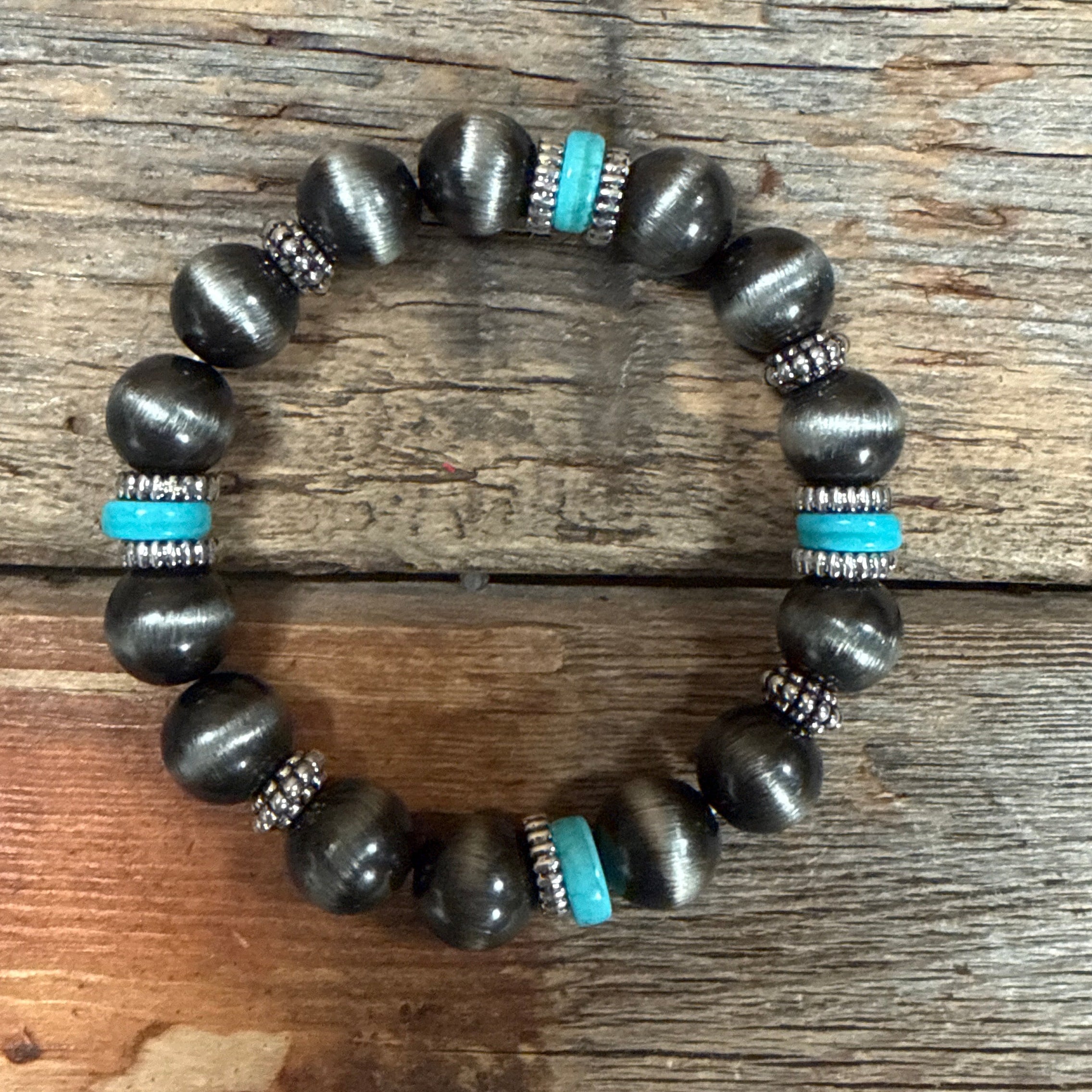 Western Fashion Navajo Pearl and Turquoise Stretch Bracelet