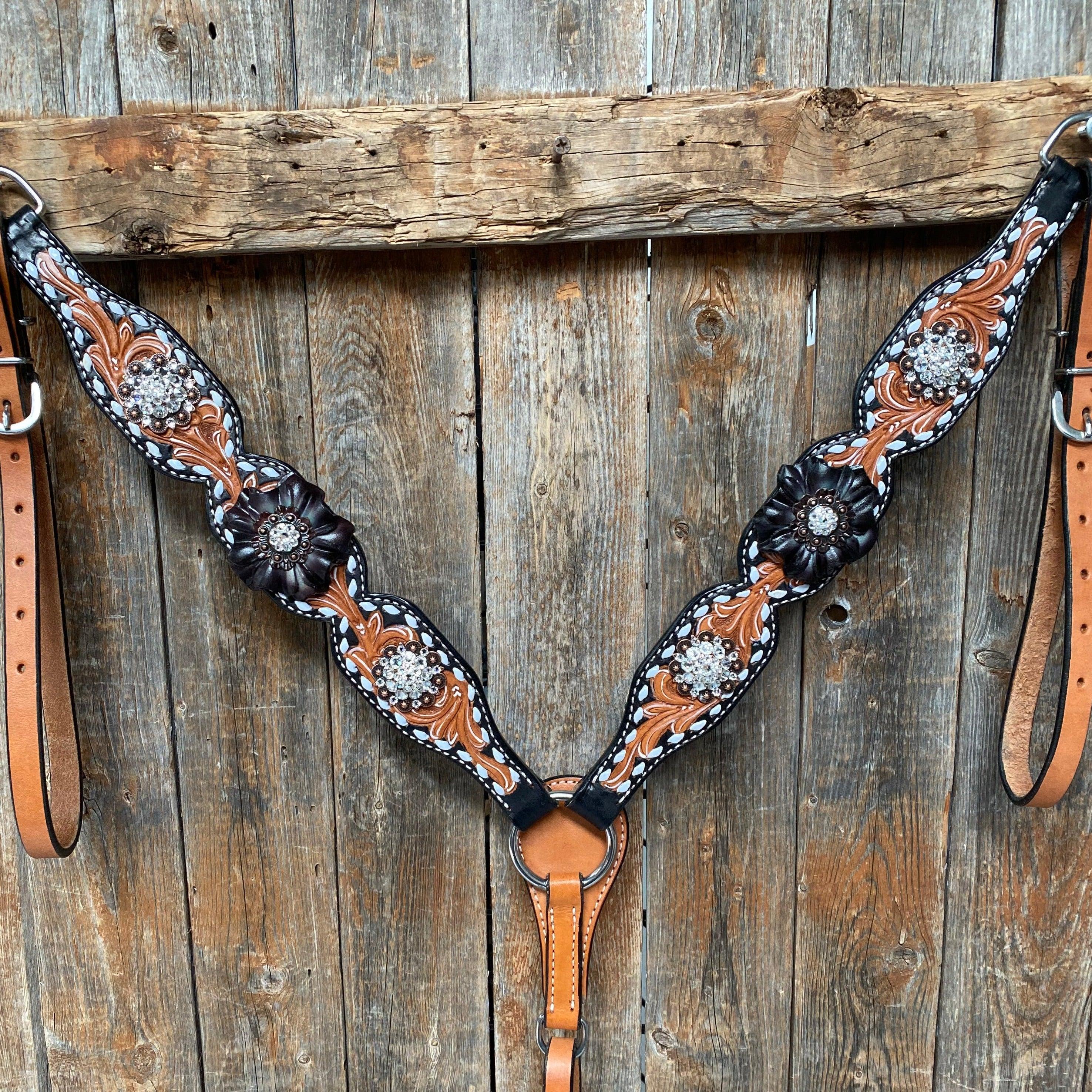 Classic Black and Clear Browband/One Ear Tack Set #BBBC499 — view 8