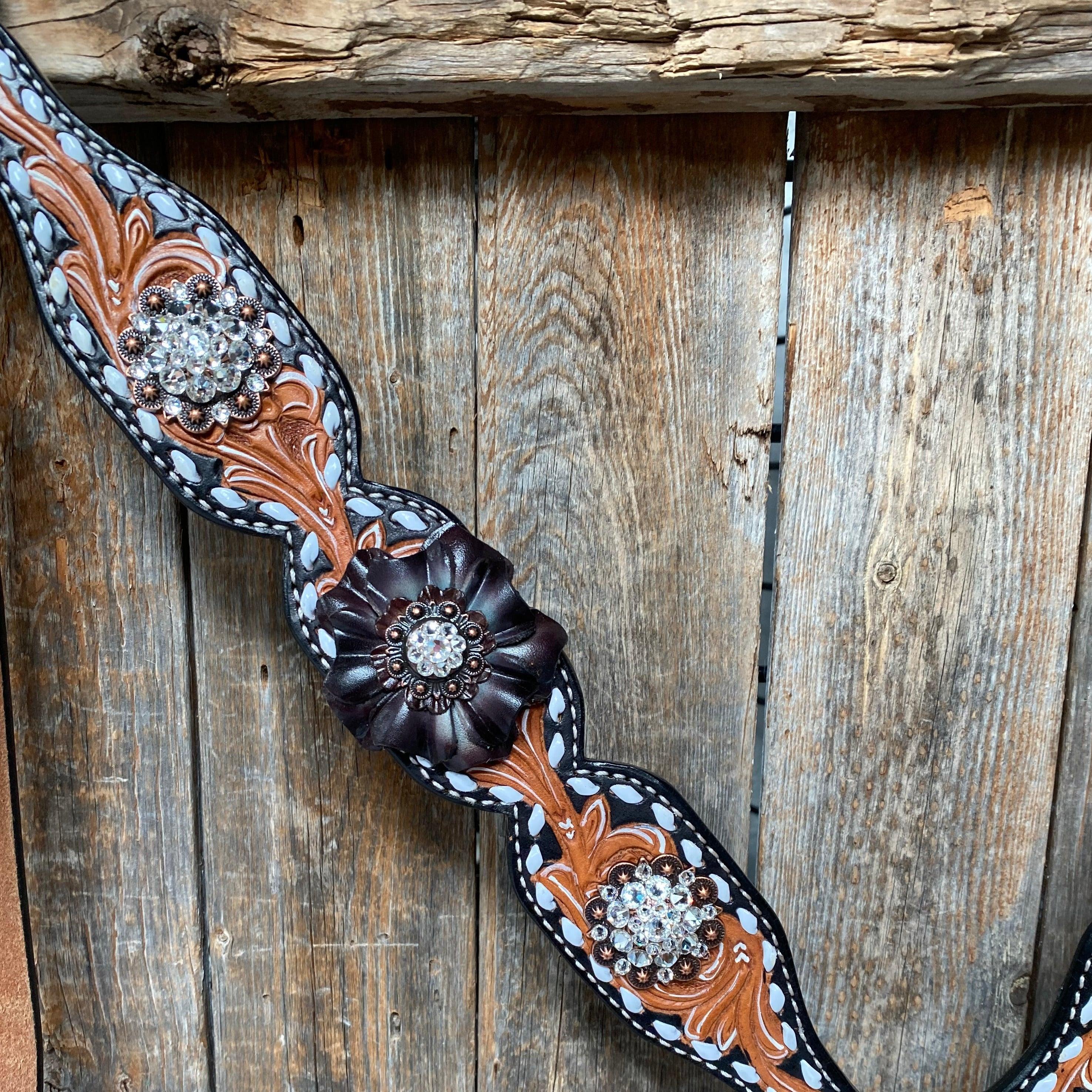 Classic Black and Clear Browband/One Ear Tack Set #BBBC499 — view 9