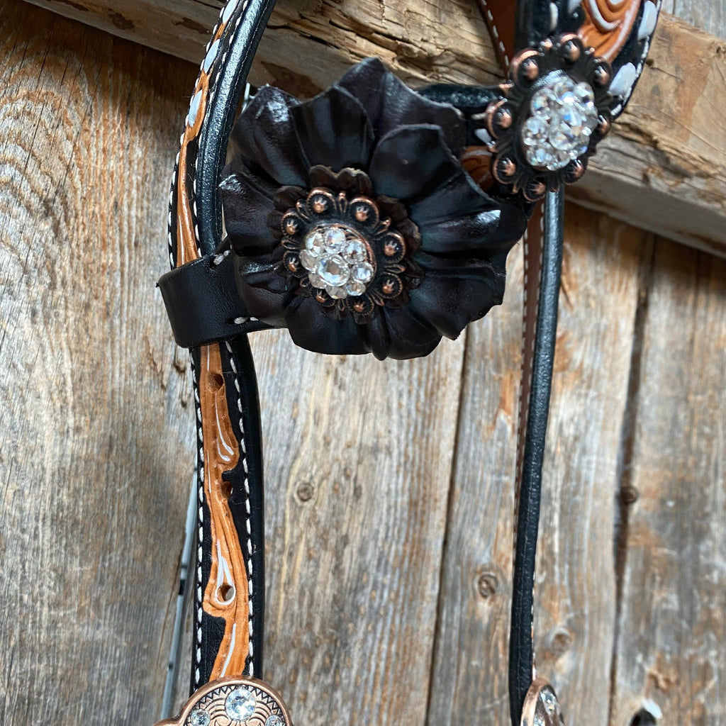 Classic Black and Clear Browband/One Ear Tack Set #BBBC499 — view 7