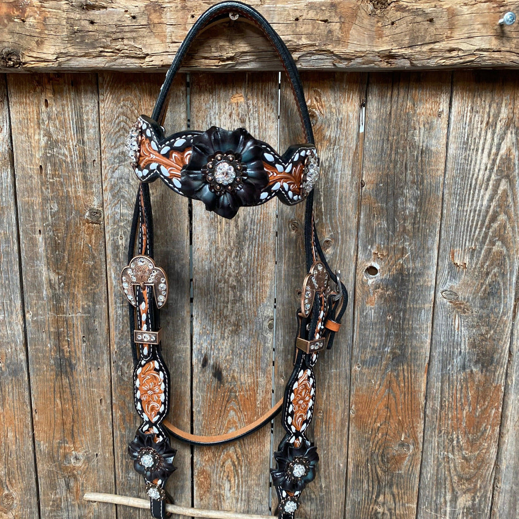 Classic Black and Clear Browband/One Ear Tack Set #BBBC499 — view 3