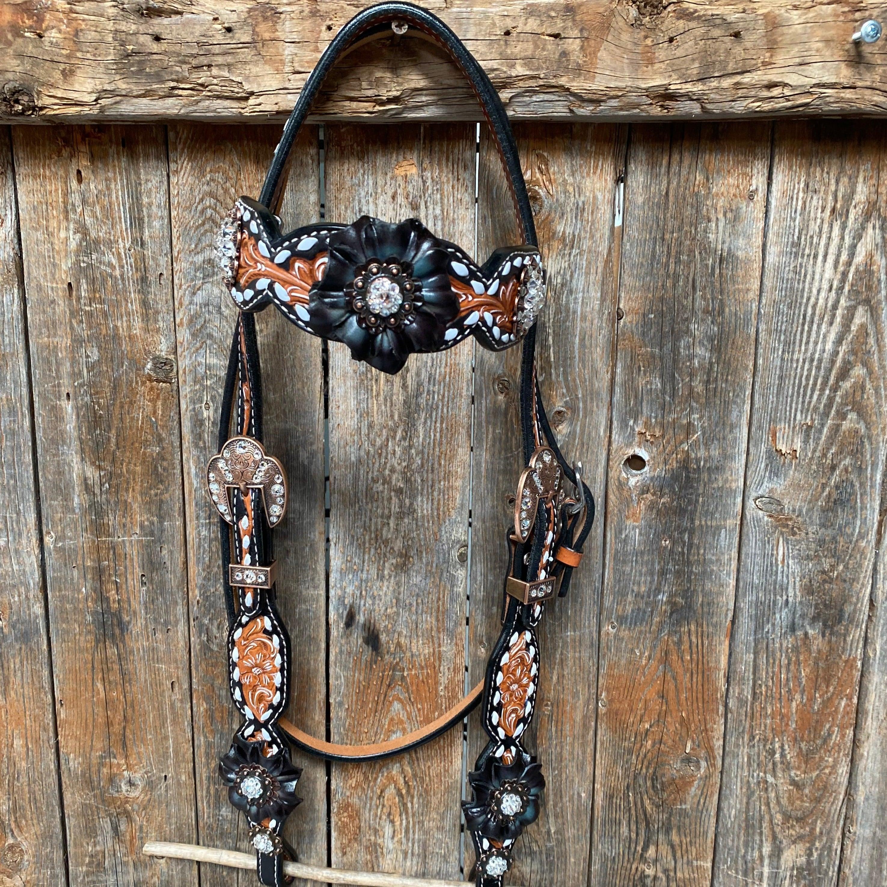 Classic Black and Clear Browband/One Ear Tack Set #BBBC499 — view 3