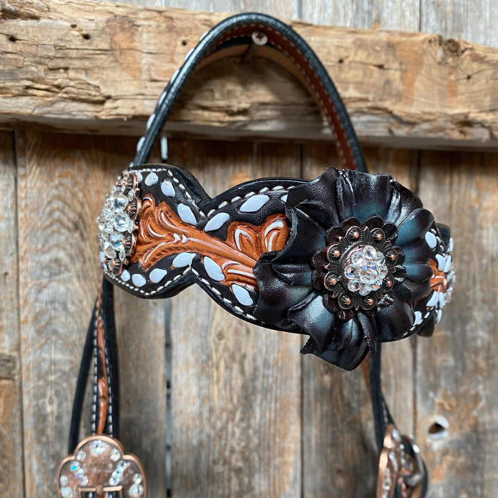 Classic Black and Clear Browband/One Ear Tack Set #BBBC499 — view 4