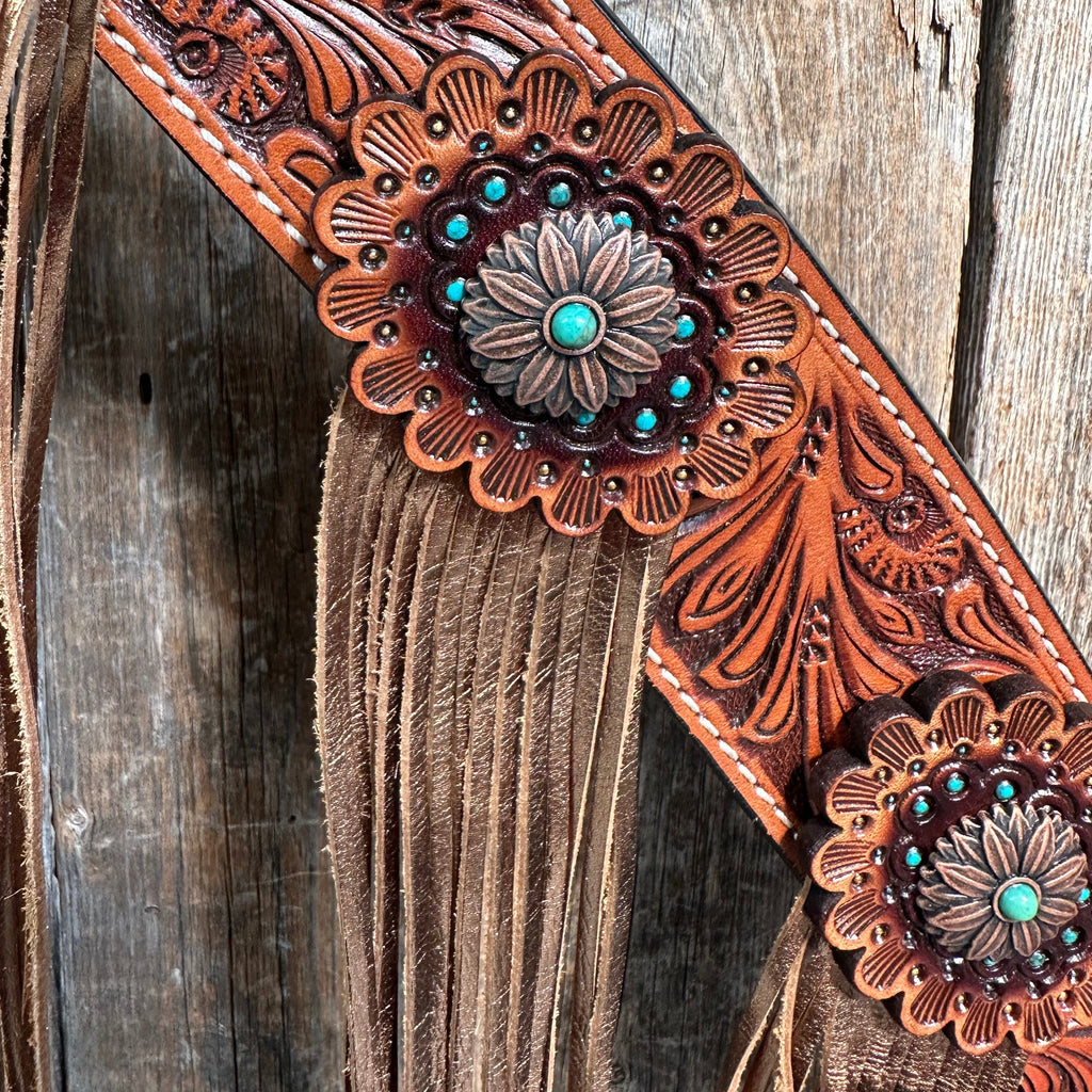 Honey Colored Floral Copper and Turquoise Tack Set #BBBC529 — view 5