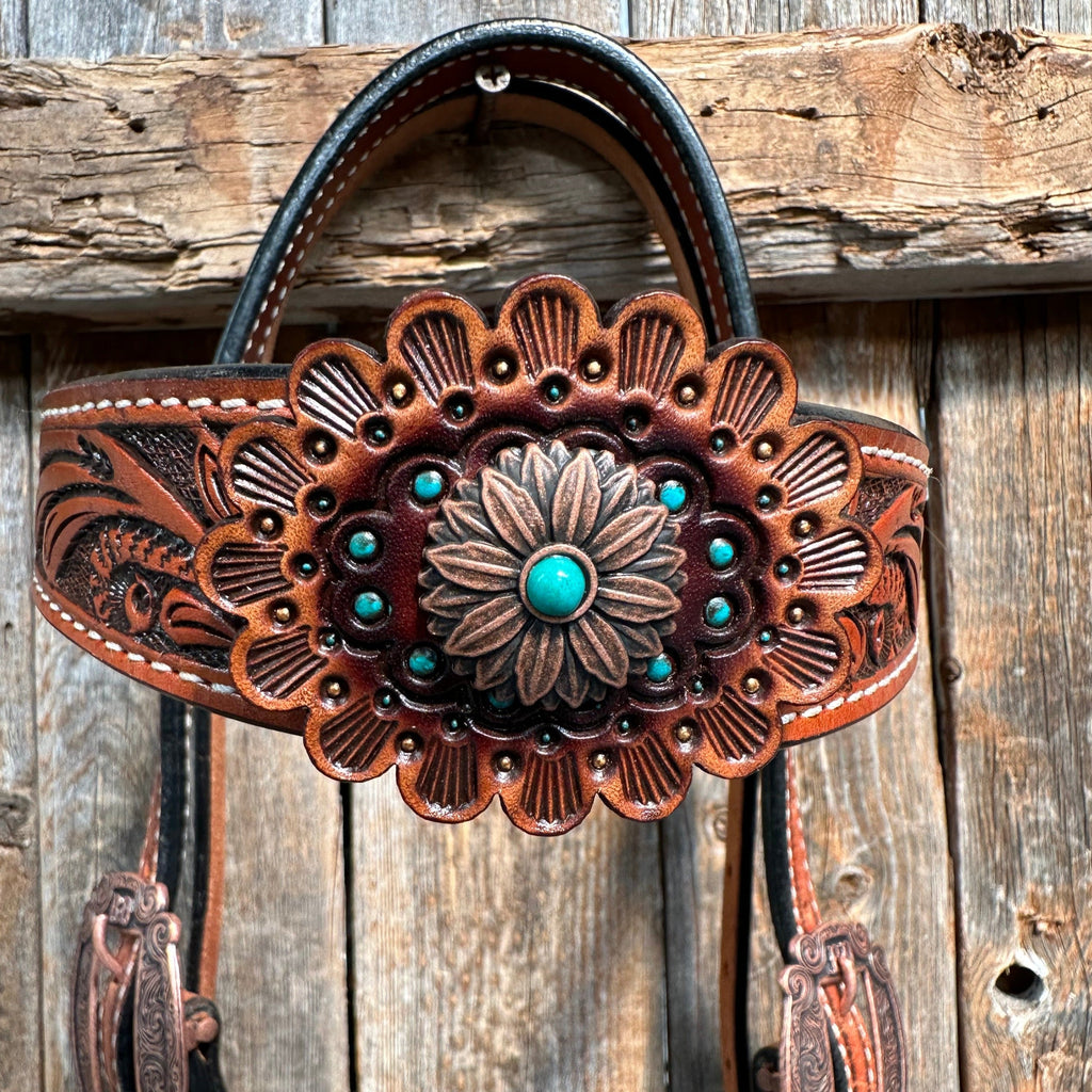 Honey Colored Floral Copper and Turquoise Tack Set #BBBC529 — view 7