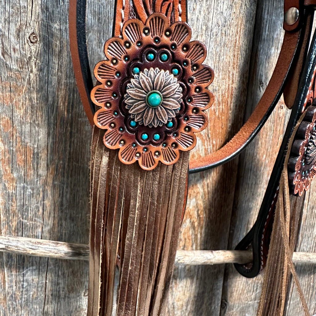 Honey Colored Floral Copper and Turquoise Tack Set #BBBC529 — view 9