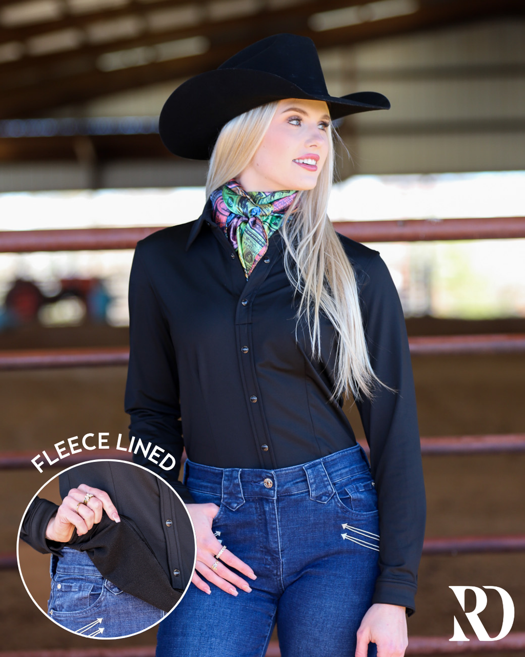 Black Polar Fleece Performance Rodeo Shirt