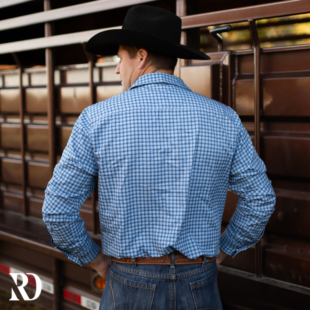 Blue Plaid Men's Breeze Performance Shirt — view 2