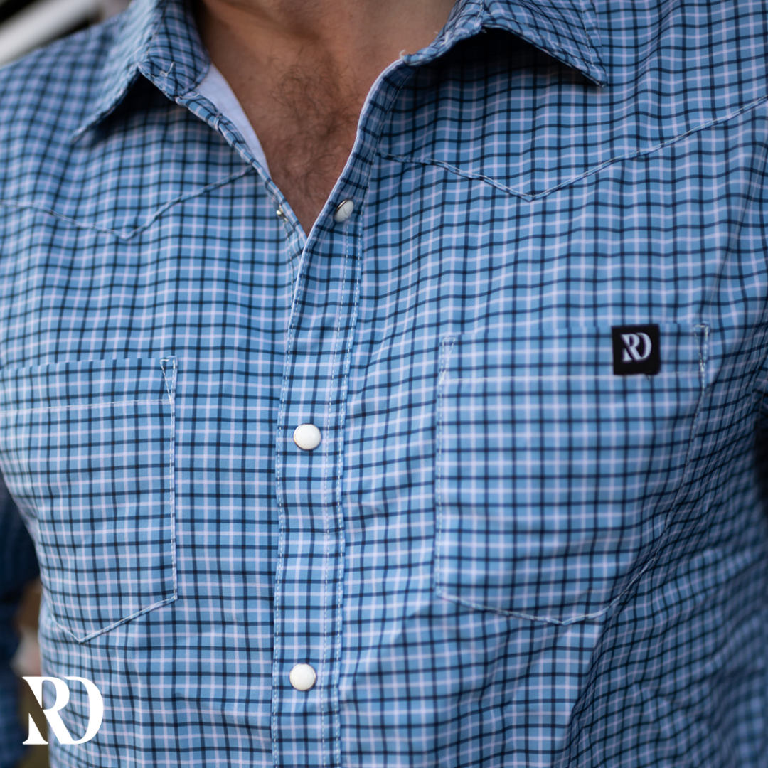 Blue Plaid Men's Breeze Performance Shirt — view 3