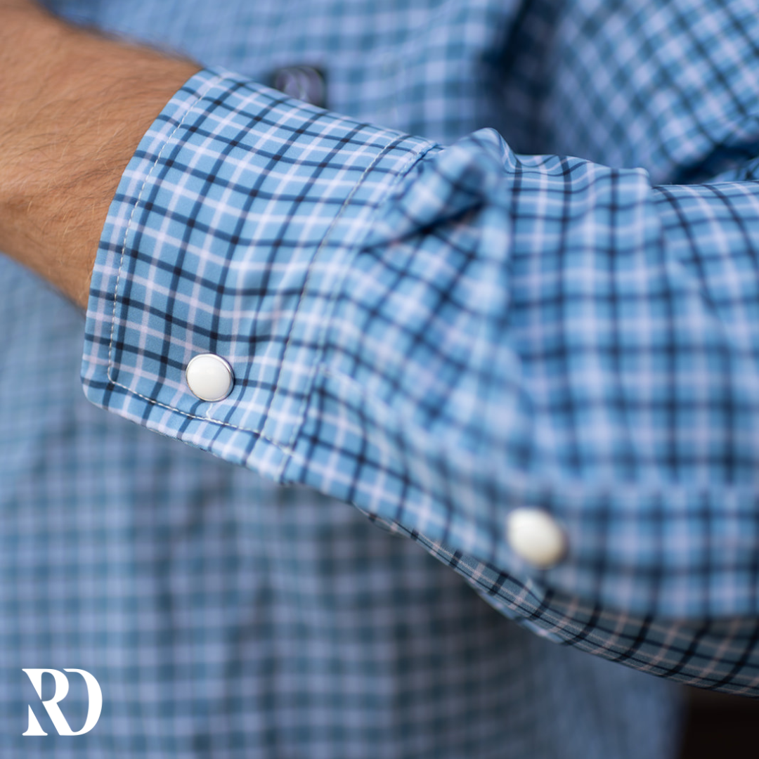 Blue Plaid Men's Breeze Performance Shirt — view 5