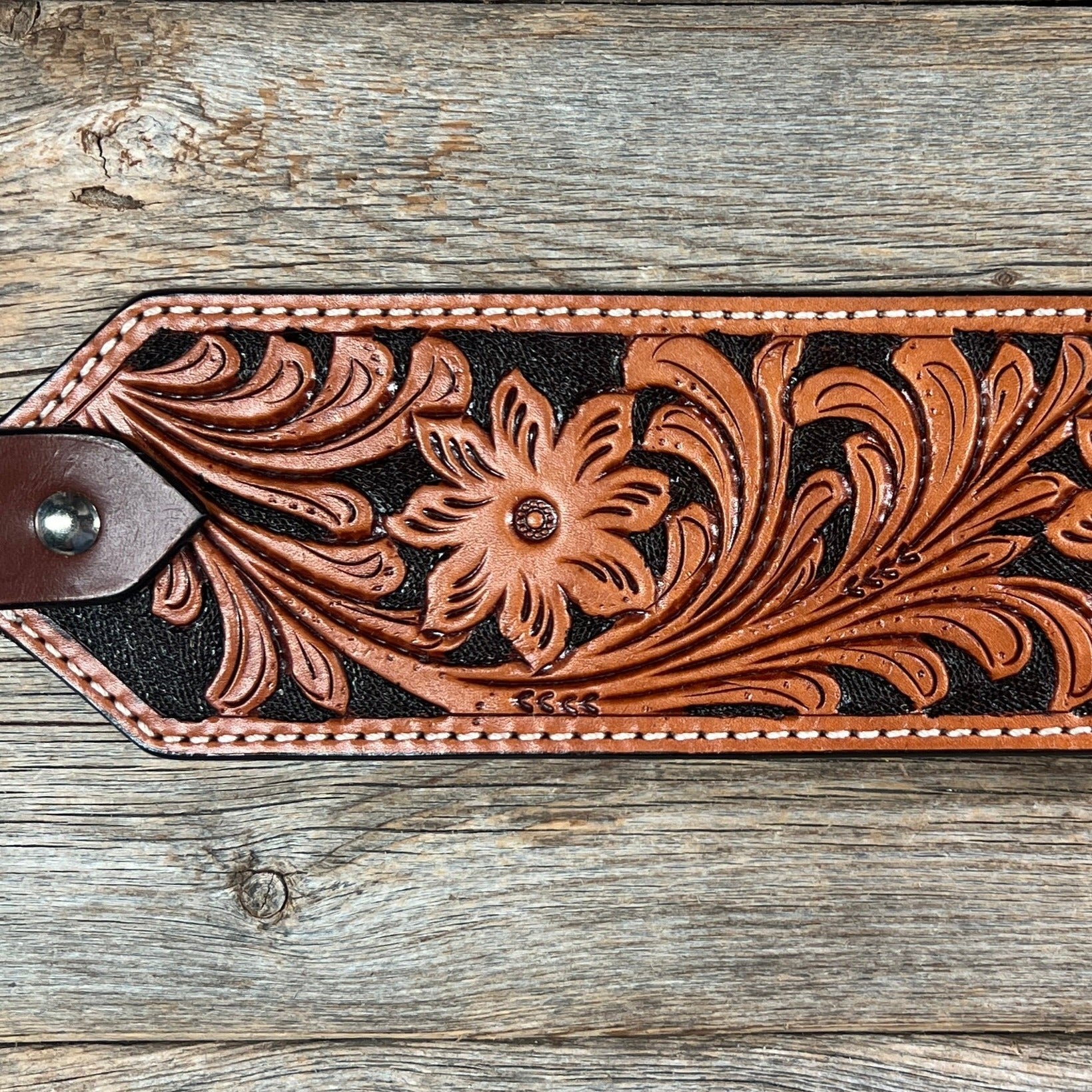 Light Oil Floral with Black Bronc Noseband — view 2