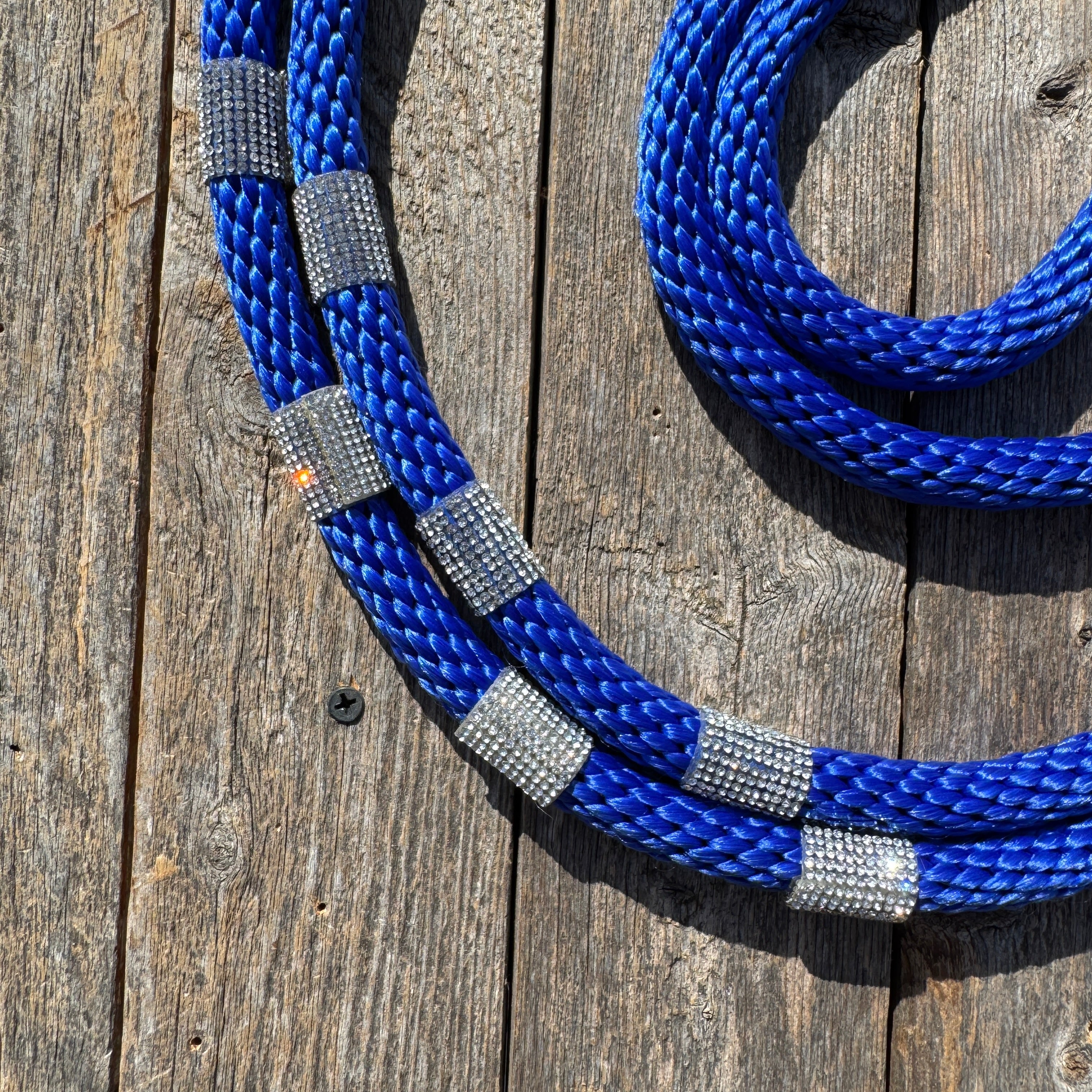 Cobalt Nylon Barrel Racing Reins with Rhinestones #BNR105 — view 2