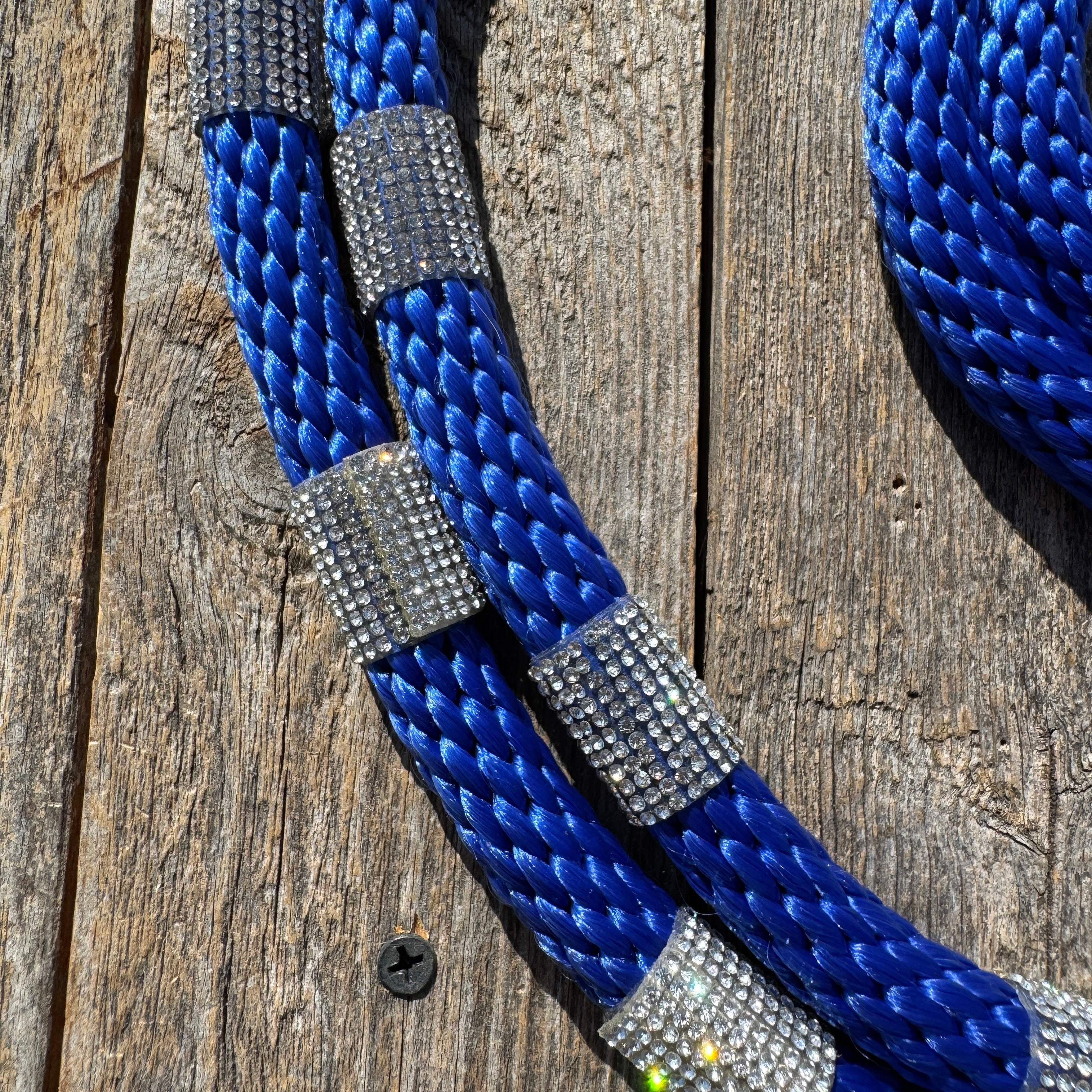 Cobalt Nylon Barrel Racing Reins with Rhinestones #BNR105 — view 3