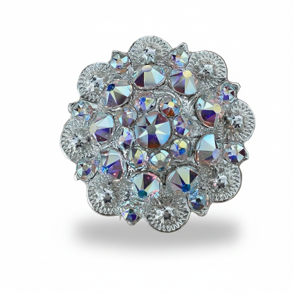 Bright Silver AB Crystal Conchos | Sizes 1"- 3" | Buckles | Saddle Set | Leather Rosettes | Slide — view 2