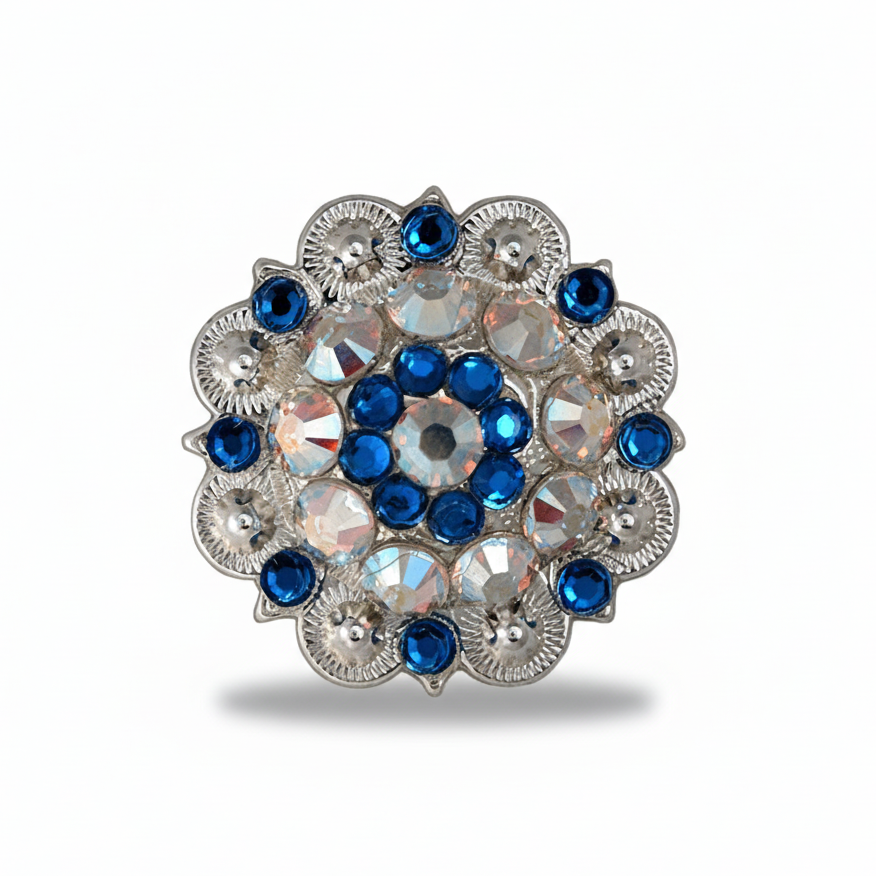 Bright Silver Capri - AB Crystal Conchos | Sizes 1"- 3" | Buckles | Saddle Set | Leather Rosettes | Slide — view 2