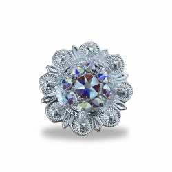 Bright Silver AB Crystal Conchos | Sizes 1"- 3" | Buckles | Saddle Set | Leather Rosettes | Slide — view 3