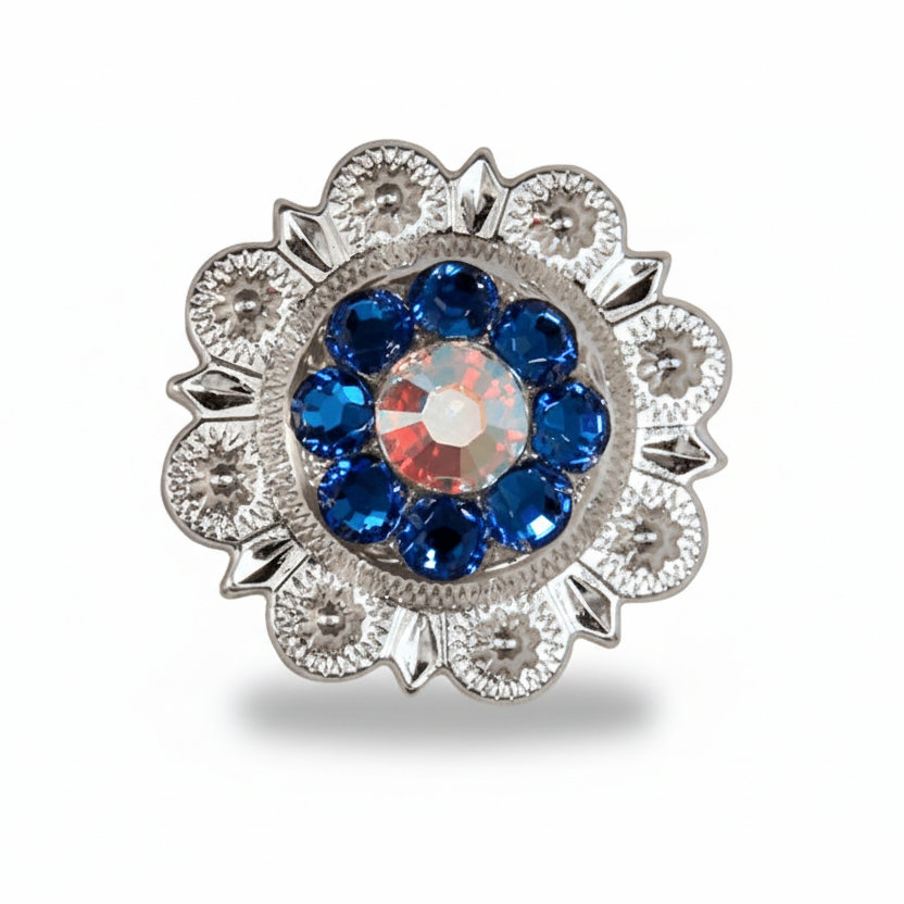Bright Silver Capri - AB Crystal Conchos | Sizes 1"- 3" | Buckles | Saddle Set | Leather Rosettes | Slide — view 3