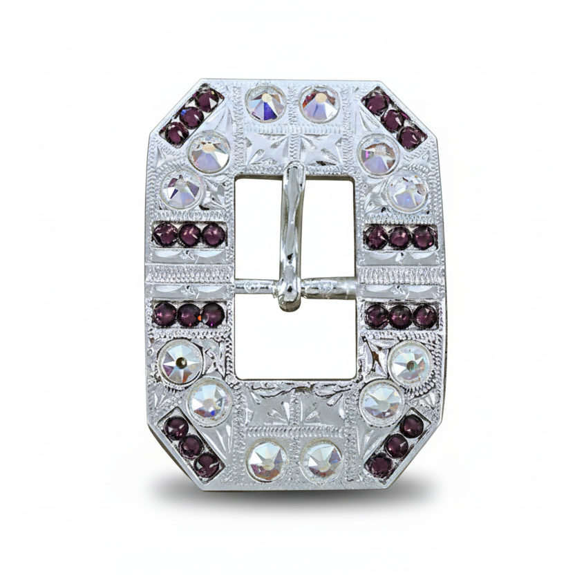 Bright Silver Amethyst - AB Crystal Conchos | Sizes 1"- 3" | Buckles | Saddle Set | Leather Rosettes | Slide — view 7