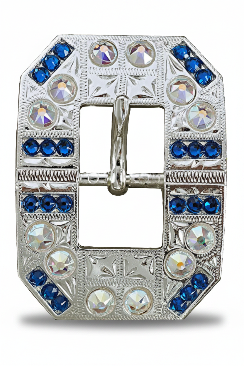 Bright Silver Capri - AB Crystal Conchos | Sizes 1"- 3" | Buckles | Saddle Set | Leather Rosettes | Slide — view 7