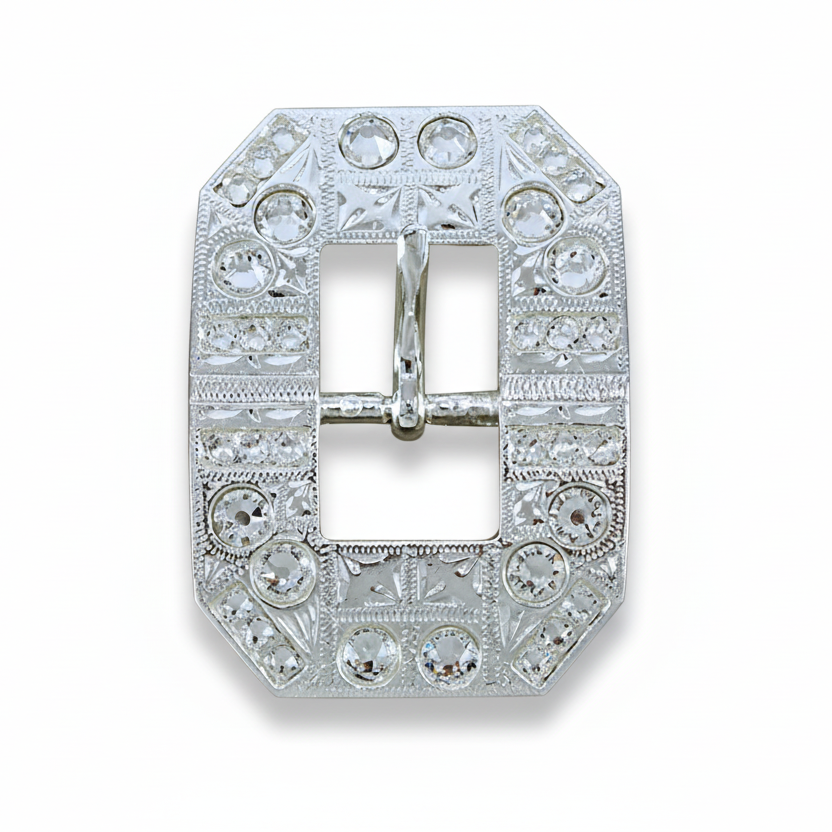 Bright Silver Clear Crystal Conchos | Sizes 1"- 3" | Buckles | Saddle Set | Leather Rosettes | Slide — view 7