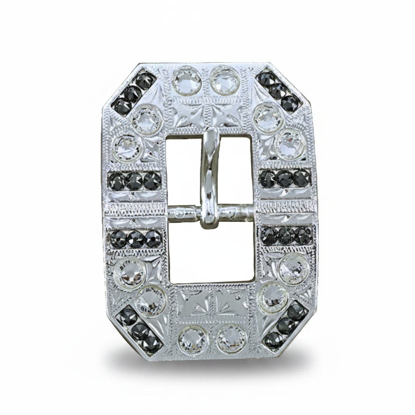 Bright Silver Jet - Clear Crystal Conchos | Sizes 1"- 3" | Buckles | Saddle Set | Leather Rosettes | Slide — view 7