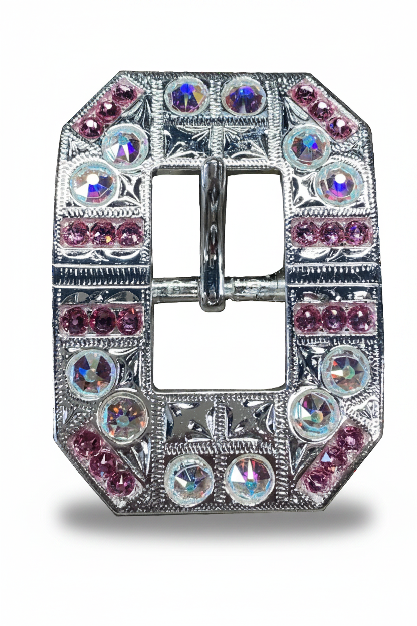 Bright Silver Pink - AB Crystal Conchos | Sizes 1"- 3" | Buckles | Saddle Set | Leather Rosettes | Slide — view 7