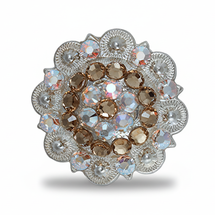 Bright Silver Champagne - AB Crystal Conchos | Sizes 1"- 3" | Buckles | Saddle Set | Leather Rosettes | Slide — view 4