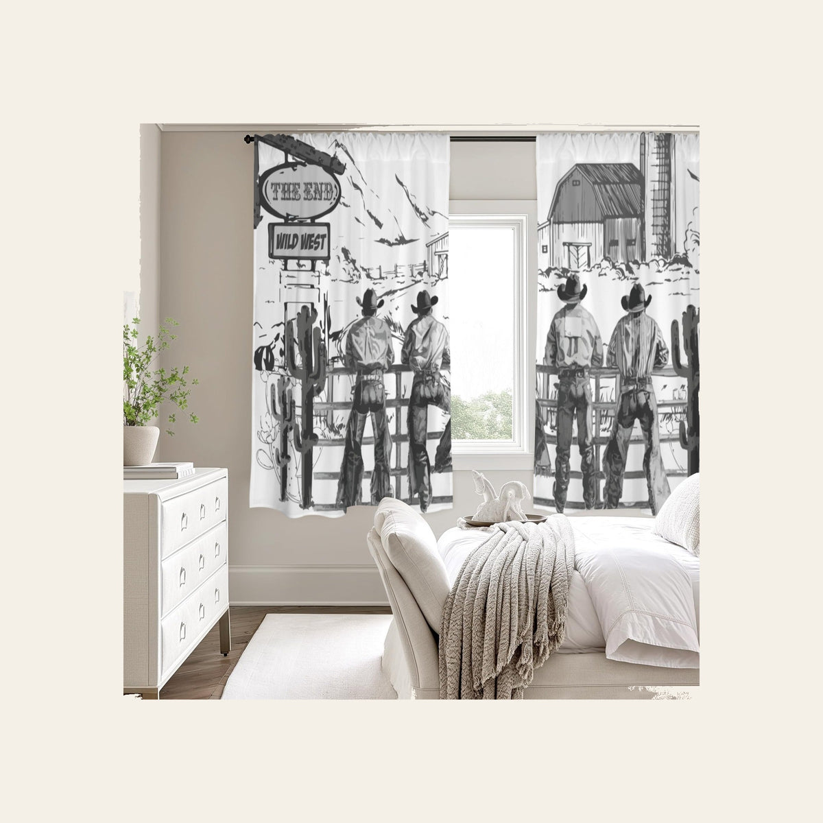 Baha Ranch Cowboy Ranch Window Curtain 52"x63" Made in America by Baha Ranch Western Wear