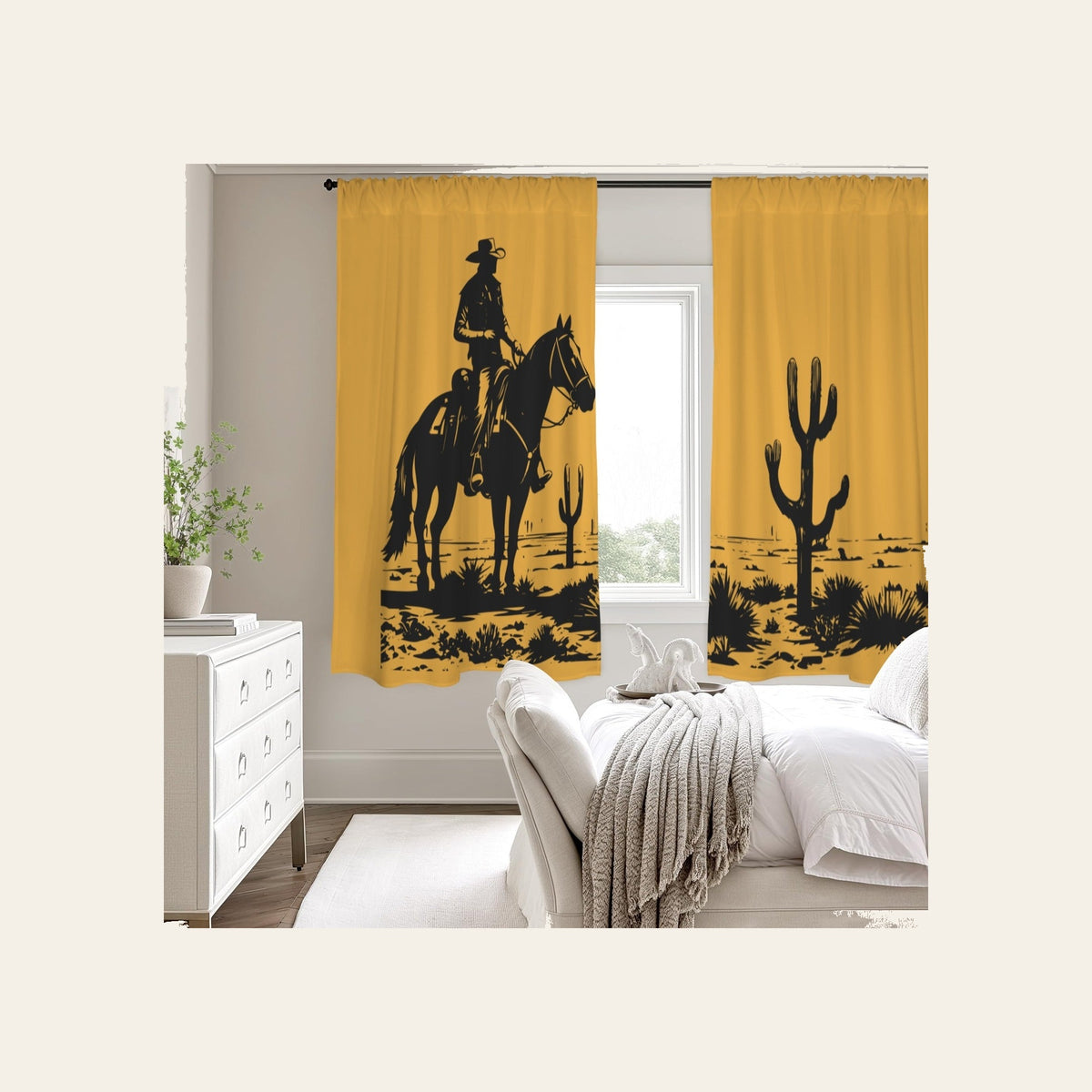 Baha Ranch Desert Cowboy Window Curtain 52"x63" Made in America by Baha Ranch Western Wear