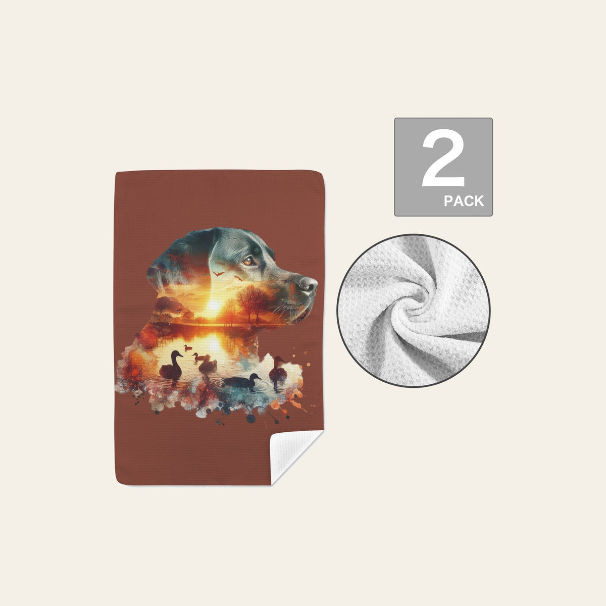 Baha Ranch Labrador Retriever Duck Hunting Kitchen Set of 2 Dish Towels Made in America by Baha Ranch Western Wear