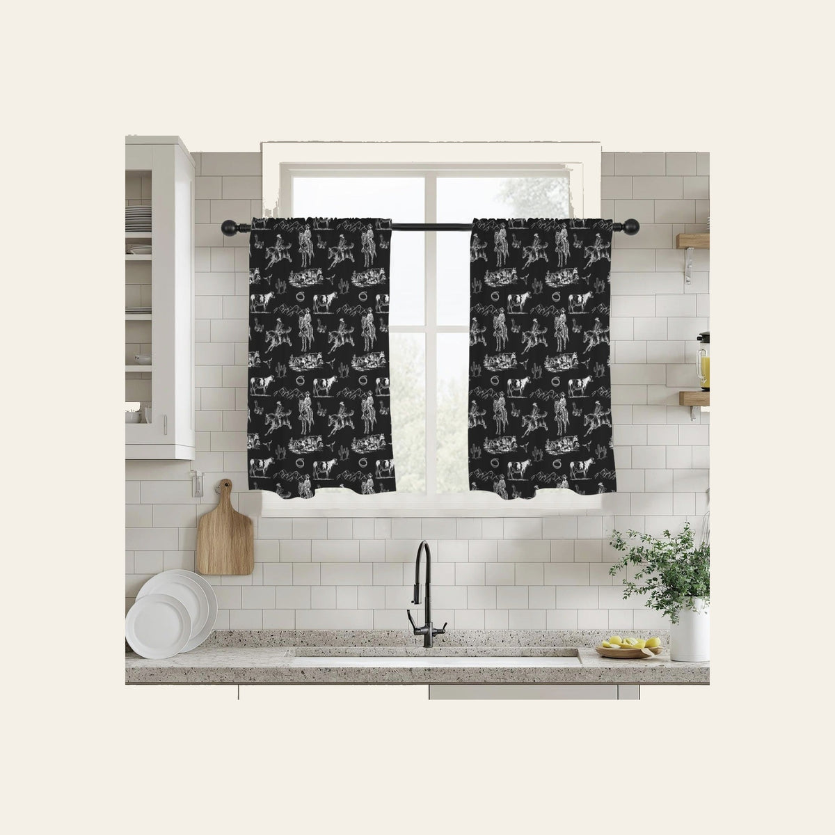Baha Ranch Ranch Life Window Curtains 28"x40" (2-Piece) Made in America by Baha Ranch Western Wear