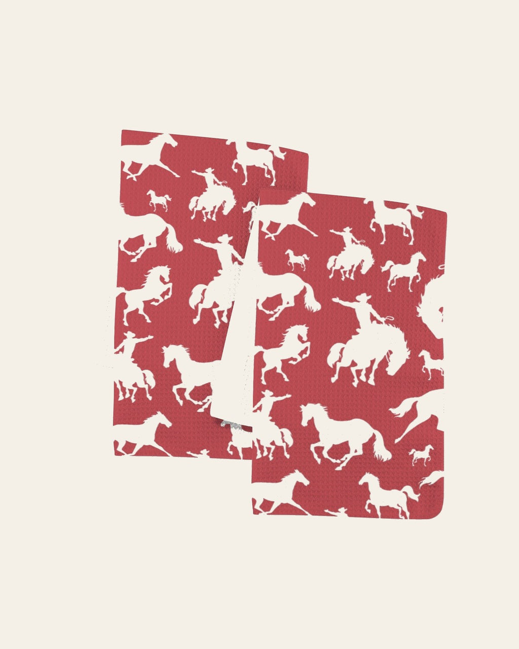 Baha Ranch Red Rodeo Cowboy Set of 2 Dish Towels Made in America