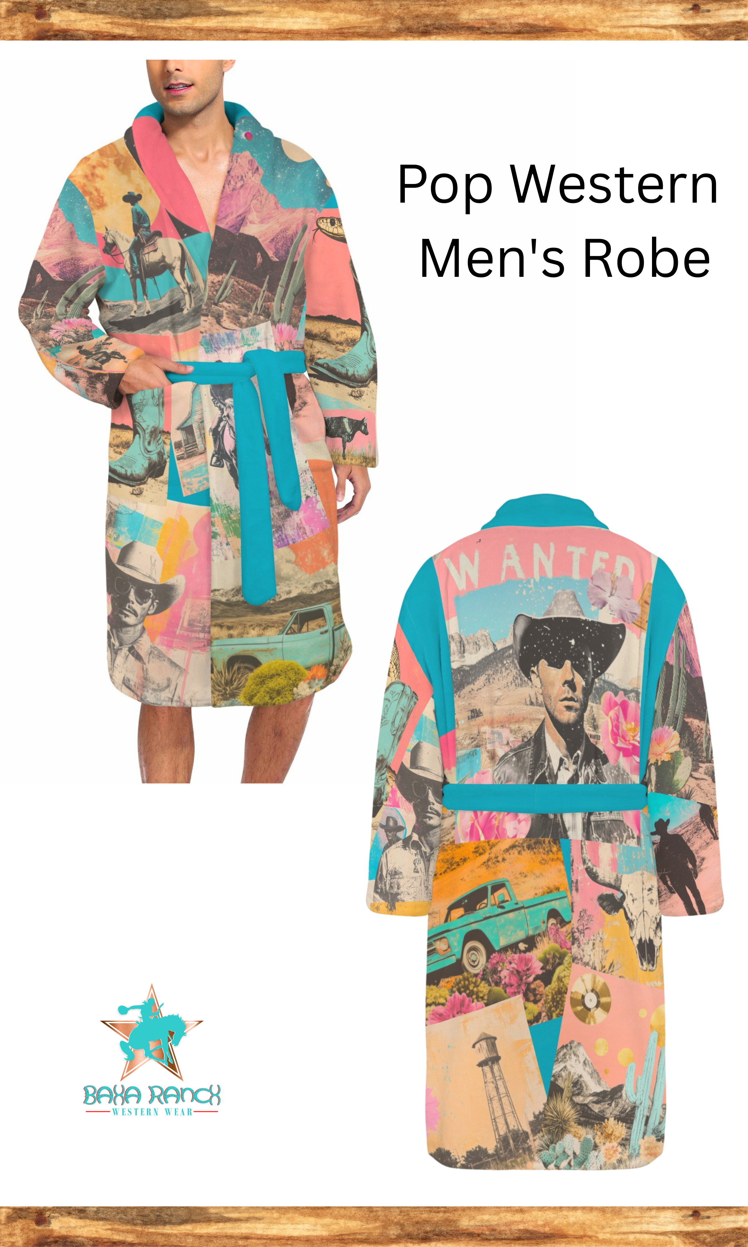 Baha Ranch Retro Pop Western Men's Robe by Baha Ranch Western Wear