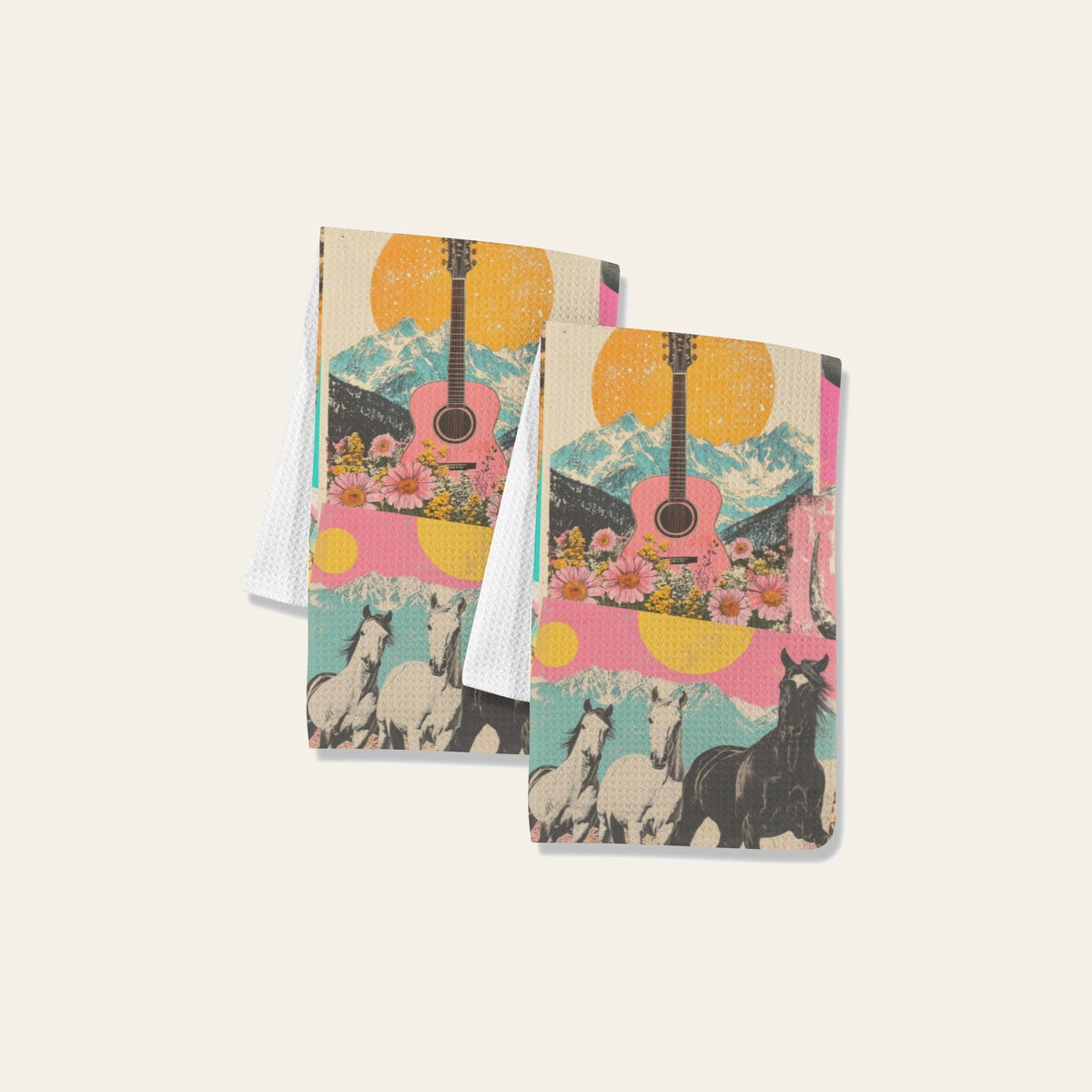 Baha Ranch Retro Pop Western set of 2 Kitchen Dish Towels Made in America by Baha Ranch Western Wear