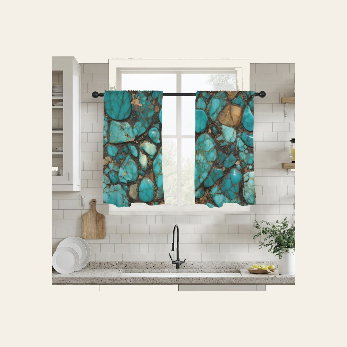 Baha Ranch Turquoise Window Curtains 28"x40" (2-Piece) Made in America by Baha Ranch Western Wear