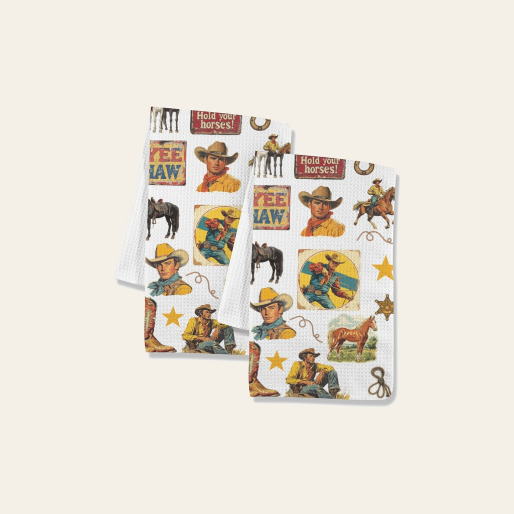Baha Ranch Vintage Cowboy Collage Dish Towel Set of 2 Made in America by Baha Ranch Western Wear