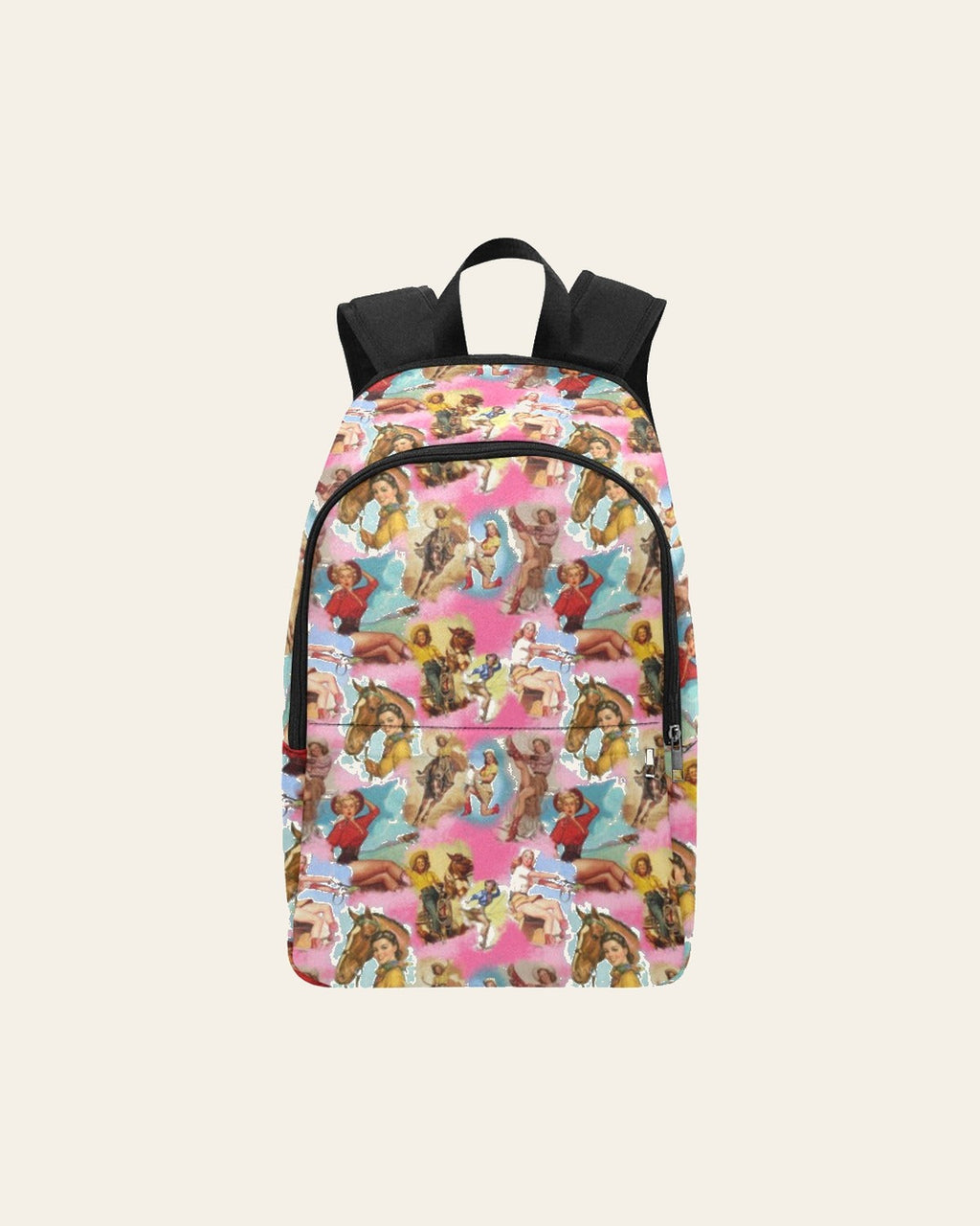 Baha Ranch Vintage Cowgirl Collage Backpack - Pink