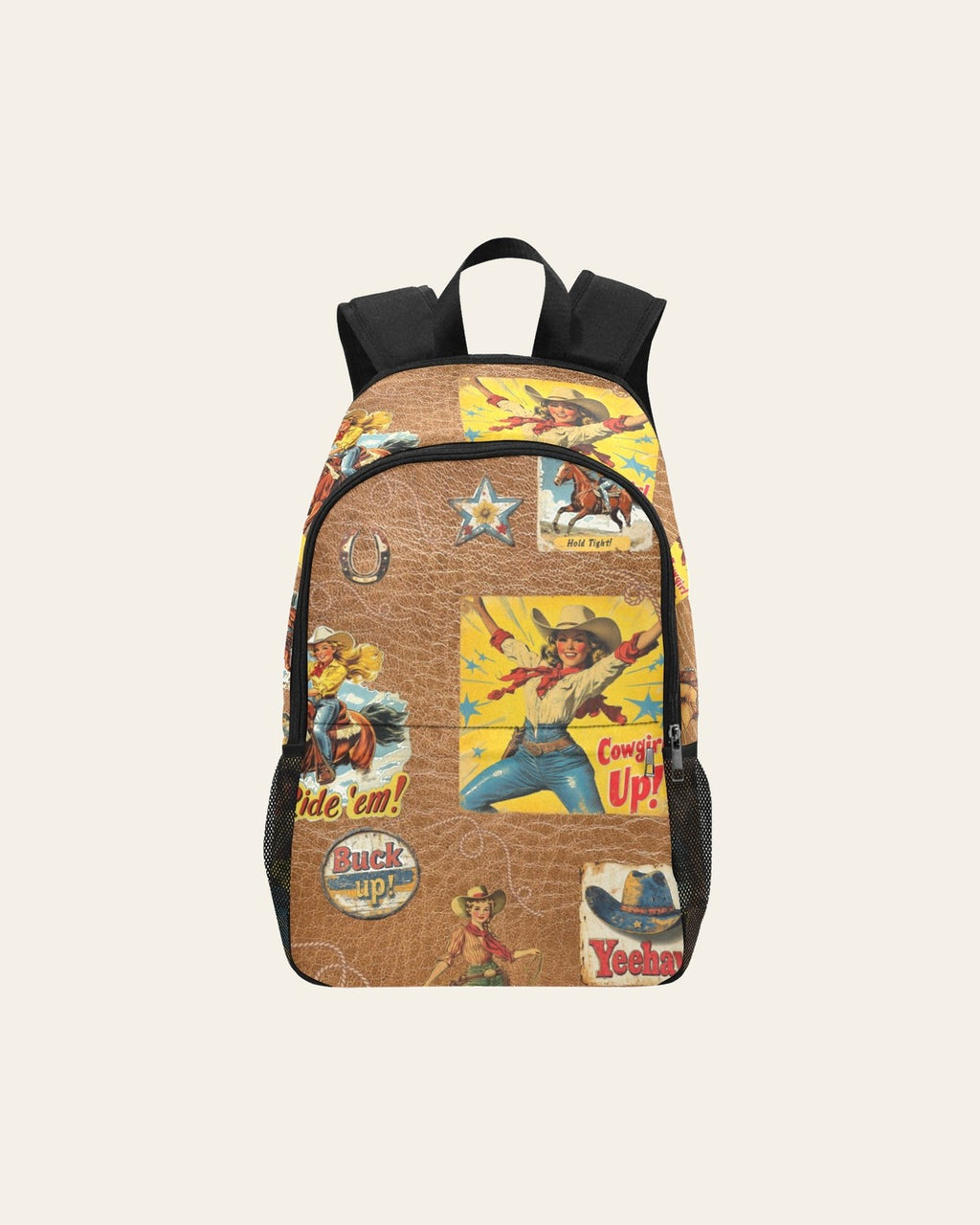 Baha Ranch Vintage Cowgirl Collage Backpack - Tan