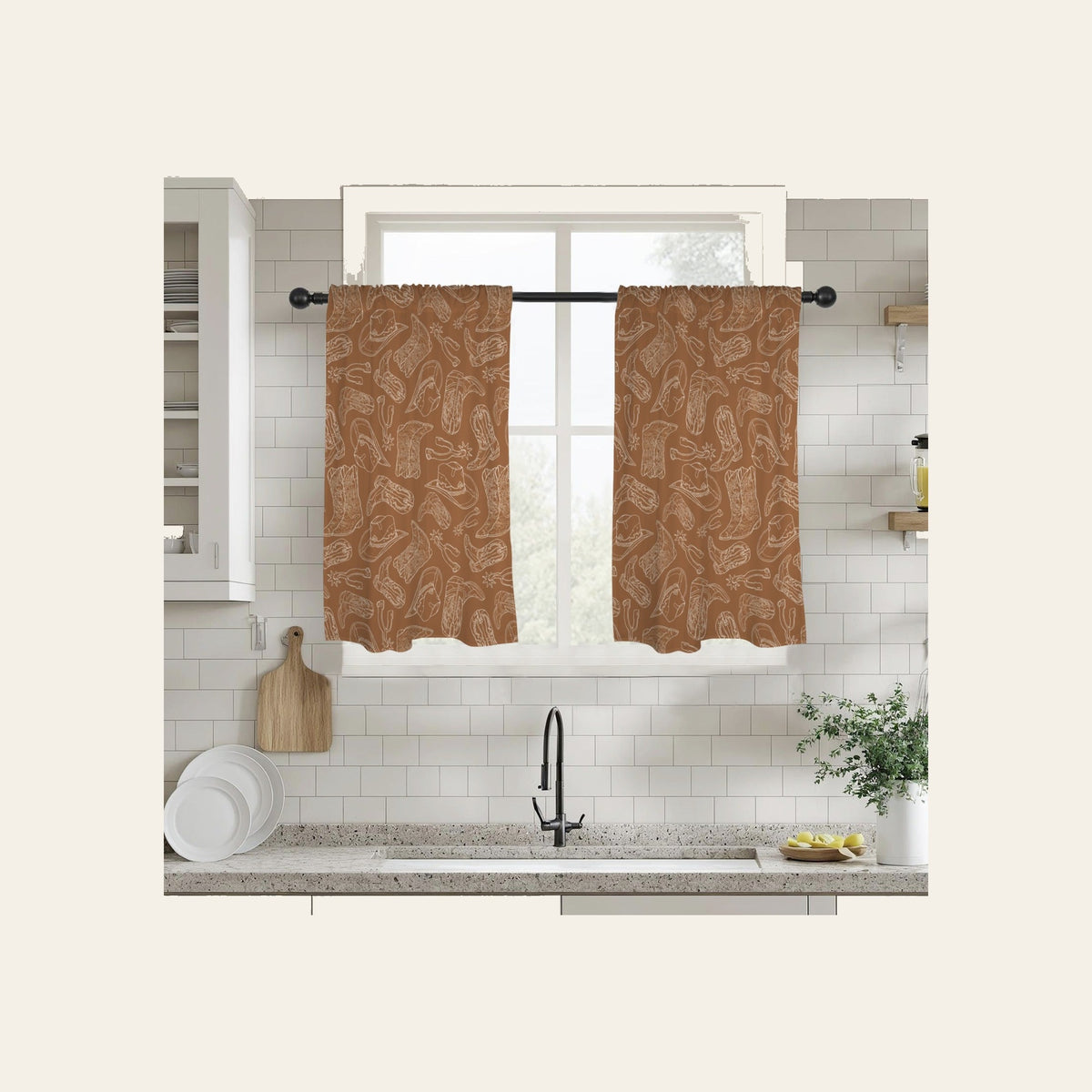Baha Ranch Western Print Curtains Window Curtain 28"x40" (2-Piece) Made in America by Baha Ranch Western Wear