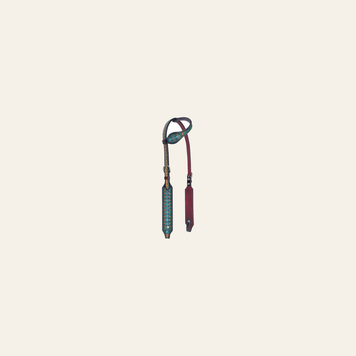 Bar H Equine American Leather Horse Saddle Tack One Ear Headstall Breast Collar Browband Wither Strap Set Turquoise Symmetry