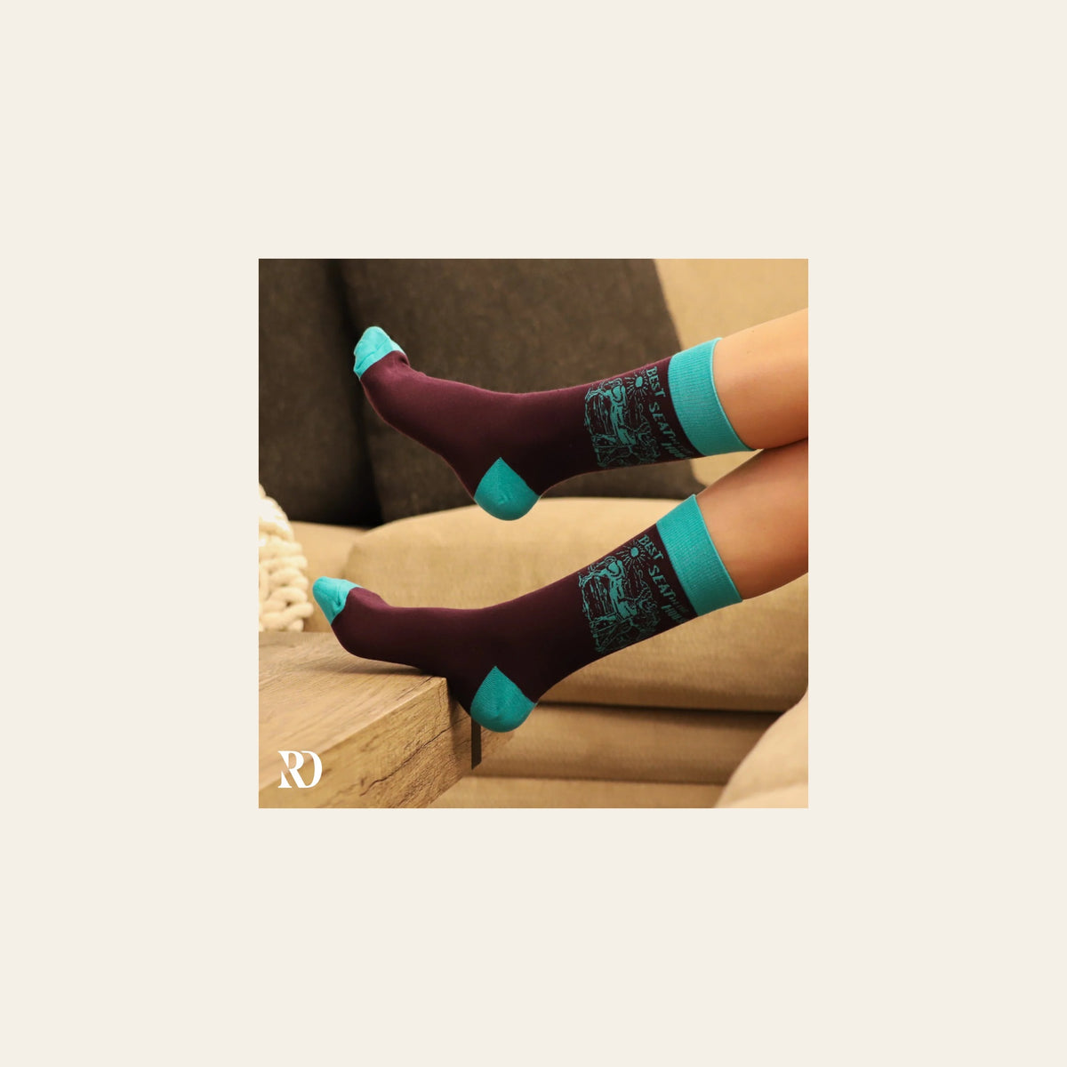 Best Seat In The House Socks on a warm cream background