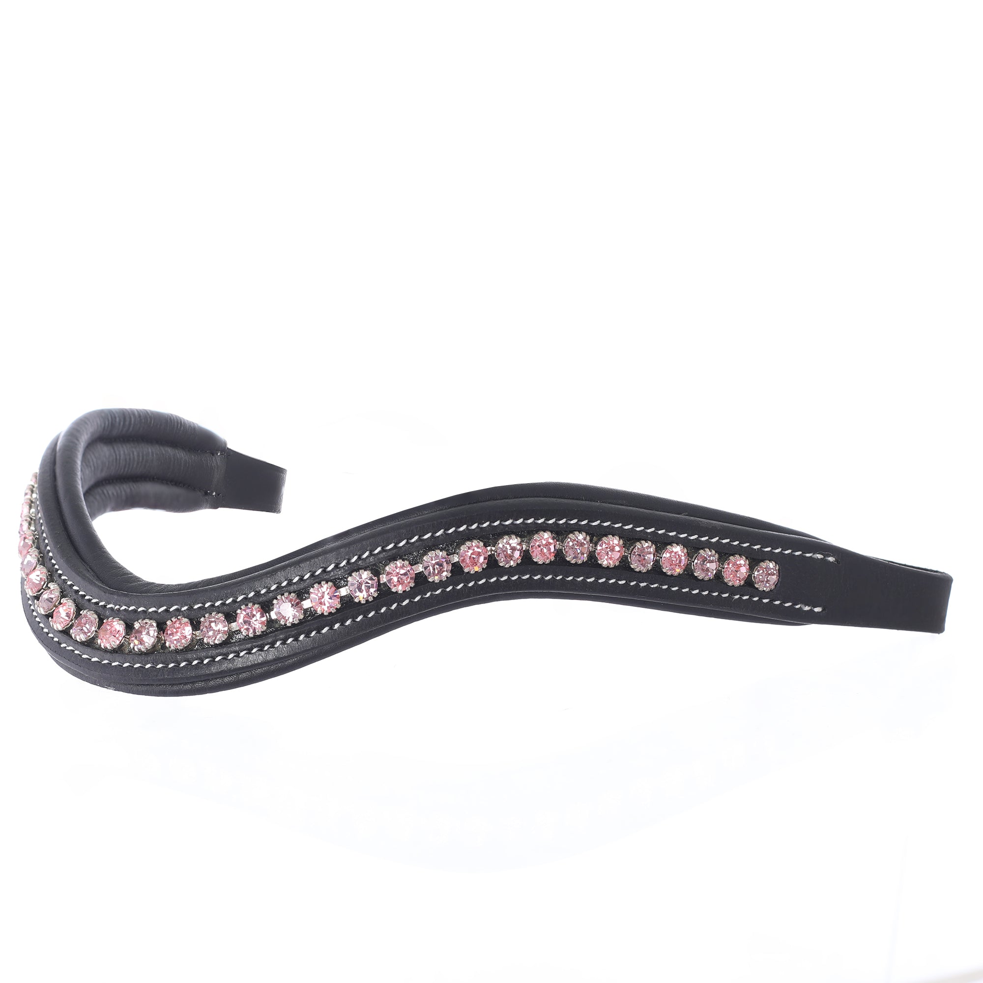 ExionPro Elegant Soft Padded Light Rose, Light Amethyst Colored Crystal Browband by Bridles & Reins