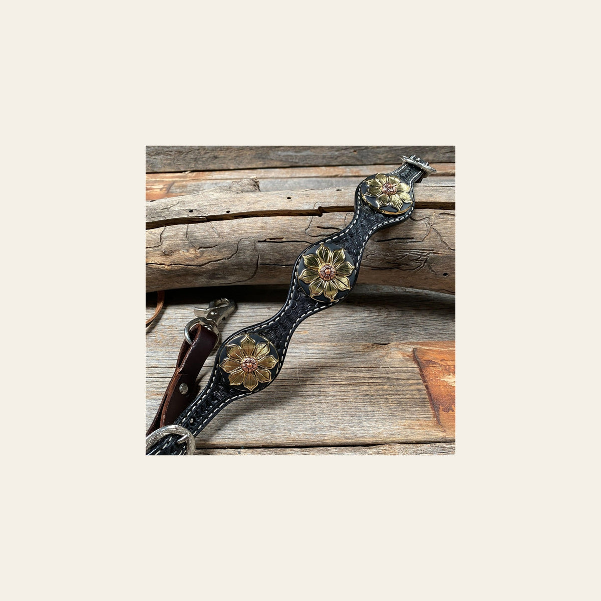 Black Basketweave Wither Strap #WS1005 on a warm cream background