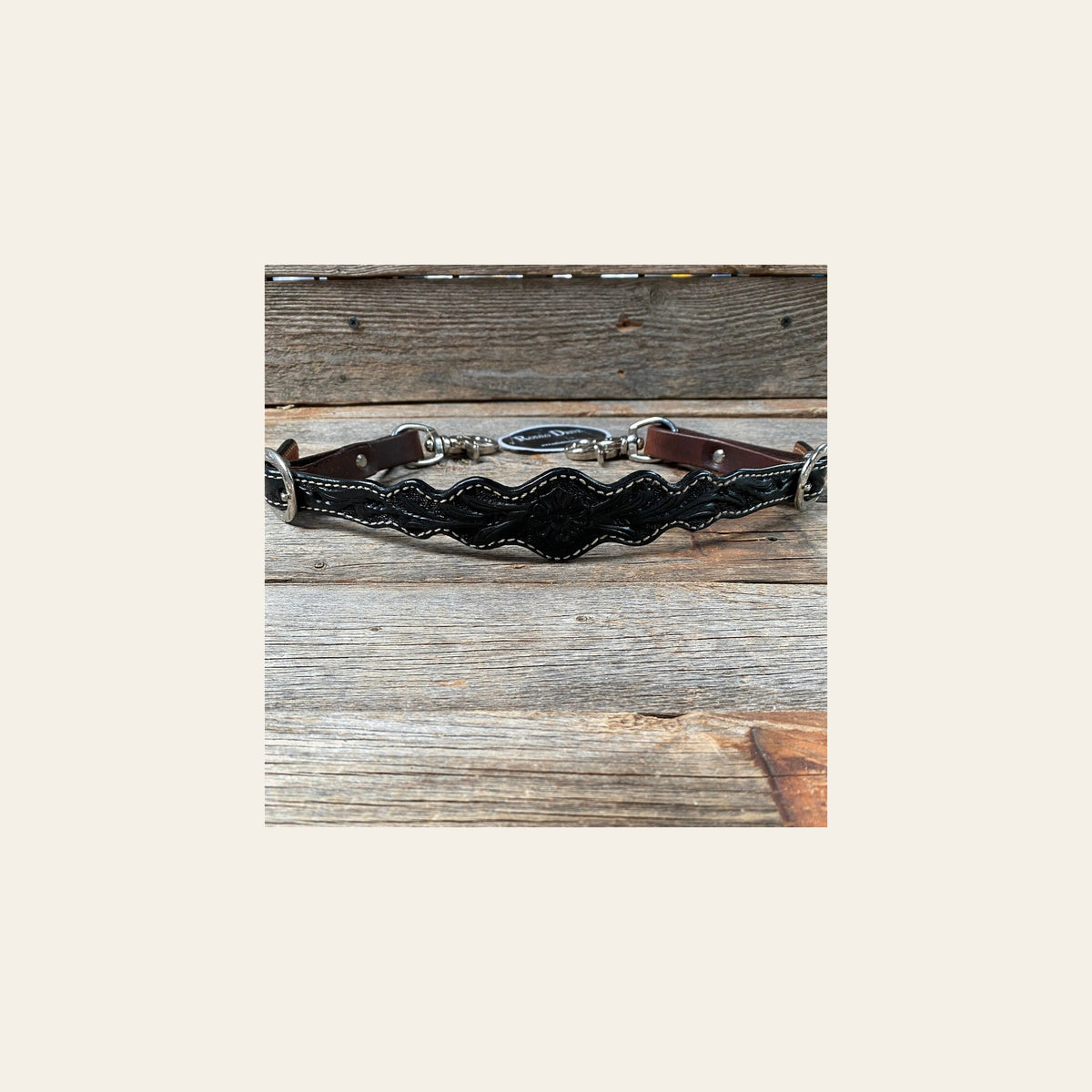 Black Floral Wither Strap #WSFB on a warm cream background