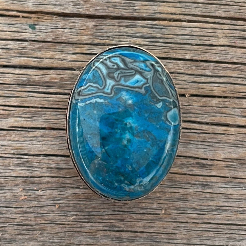 1" Oval Cabochon Stone Concho - Turquoise, Fuchsia, Rust, Blue, Sage, Lapis, White, Green — view 2