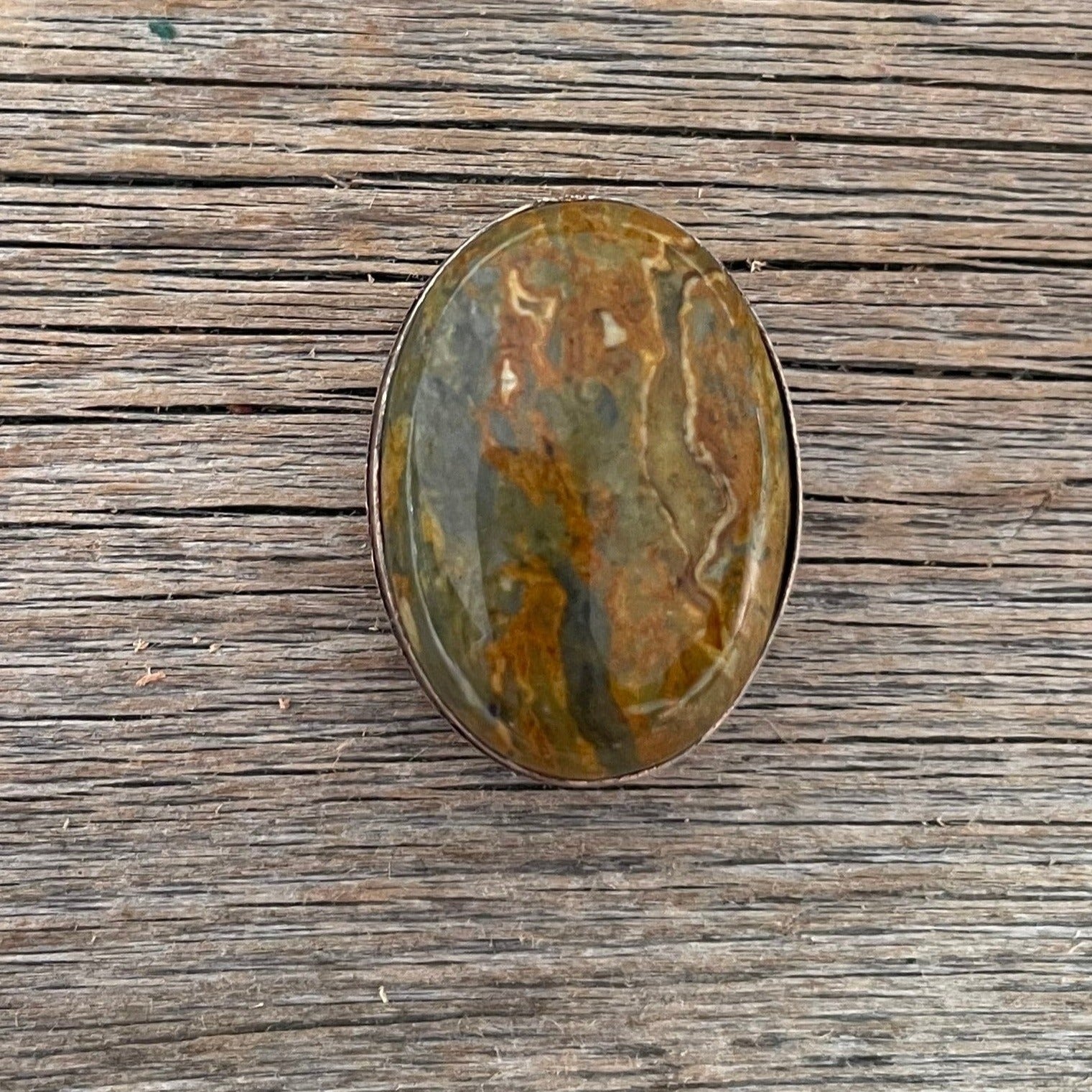 1" Oval Cabochon Stone Concho - Turquoise, Fuchsia, Rust, Blue, Sage, Lapis, White, Green — view 5