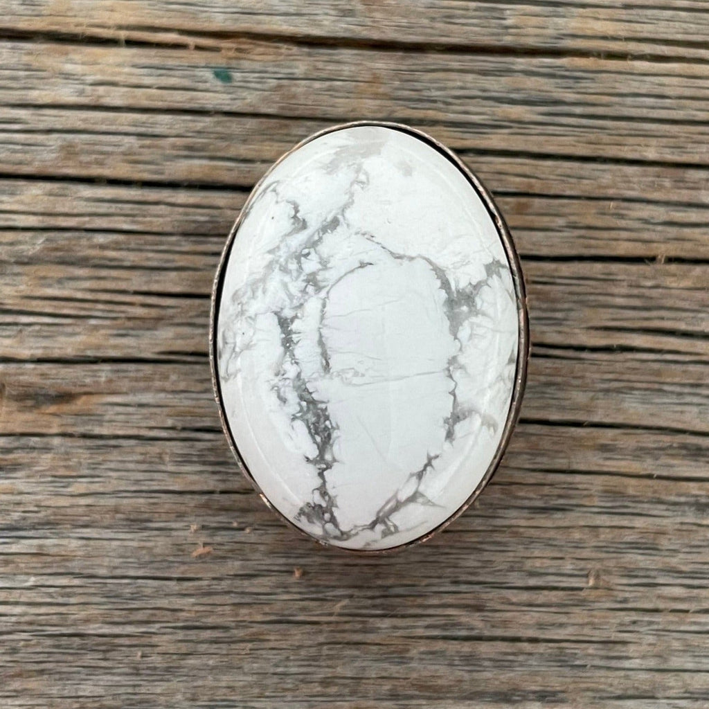 1" Oval Cabochon Stone Concho - Turquoise, Fuchsia, Rust, Blue, Sage, Lapis, White, Green — view 3