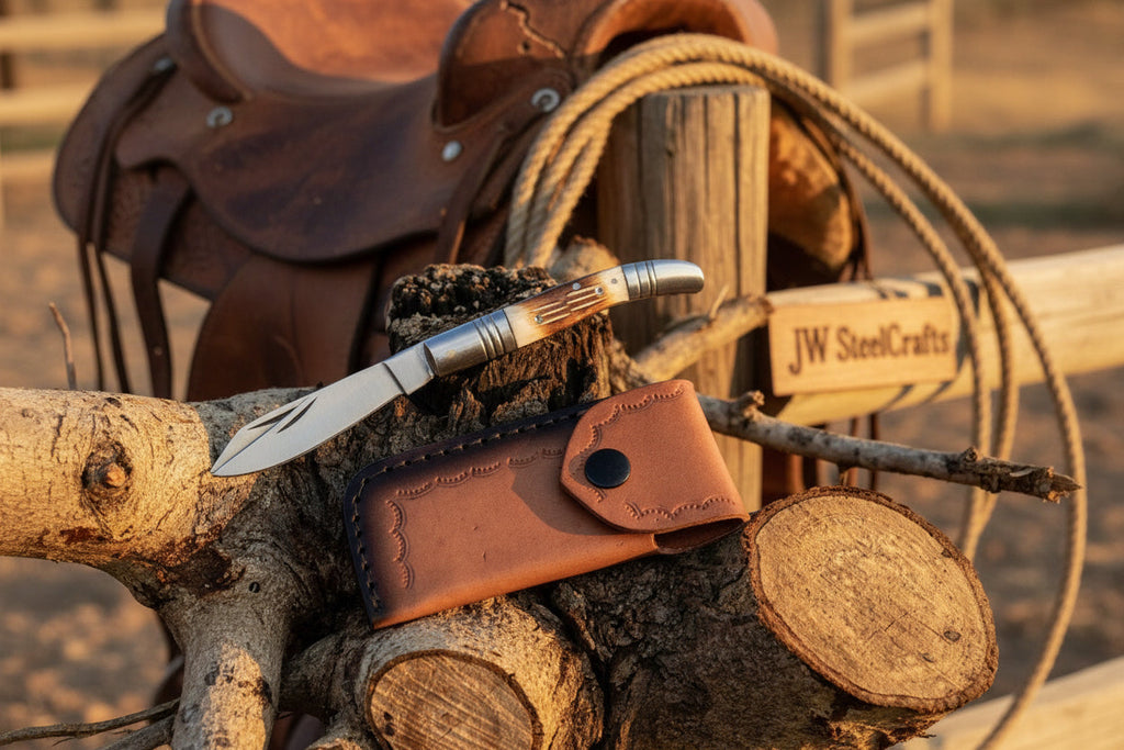 Two-Blade Trapper Knife with Synthetic Stag Horn Handle