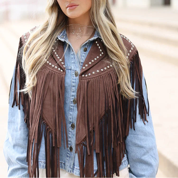 Chocolate Studded Fringe | Cape — view 2